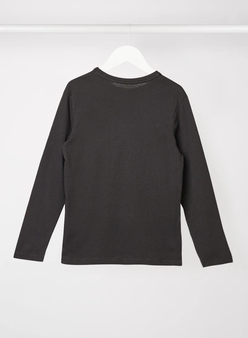 JACK & JONES Teen Text Print T-Shirt Black