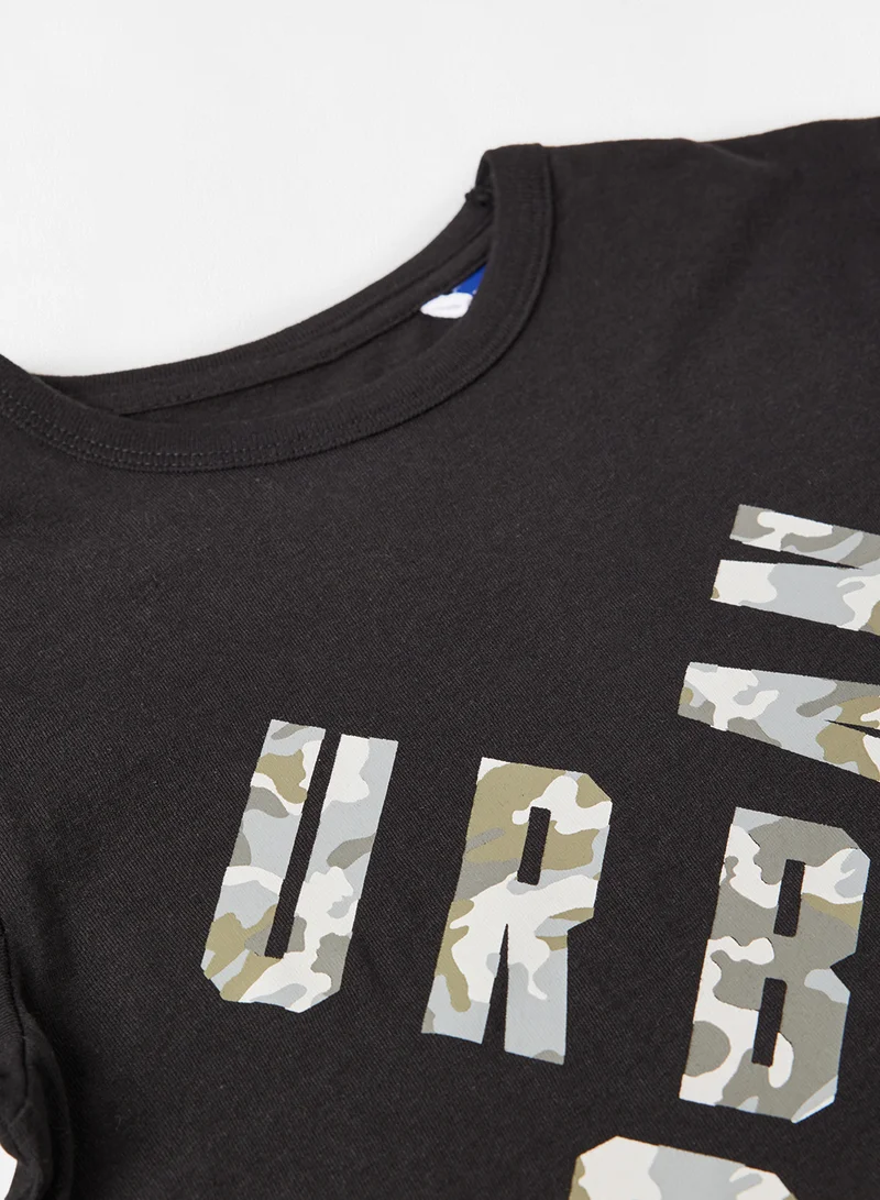 JACK & JONES Teen Text Print T-Shirt Black