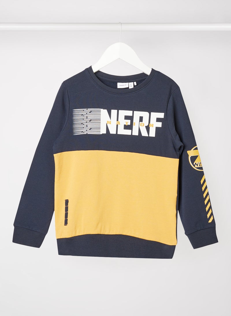 NAME IT Boys Colourblock Long Sleeve Sweatshirt Navy  - Image 1