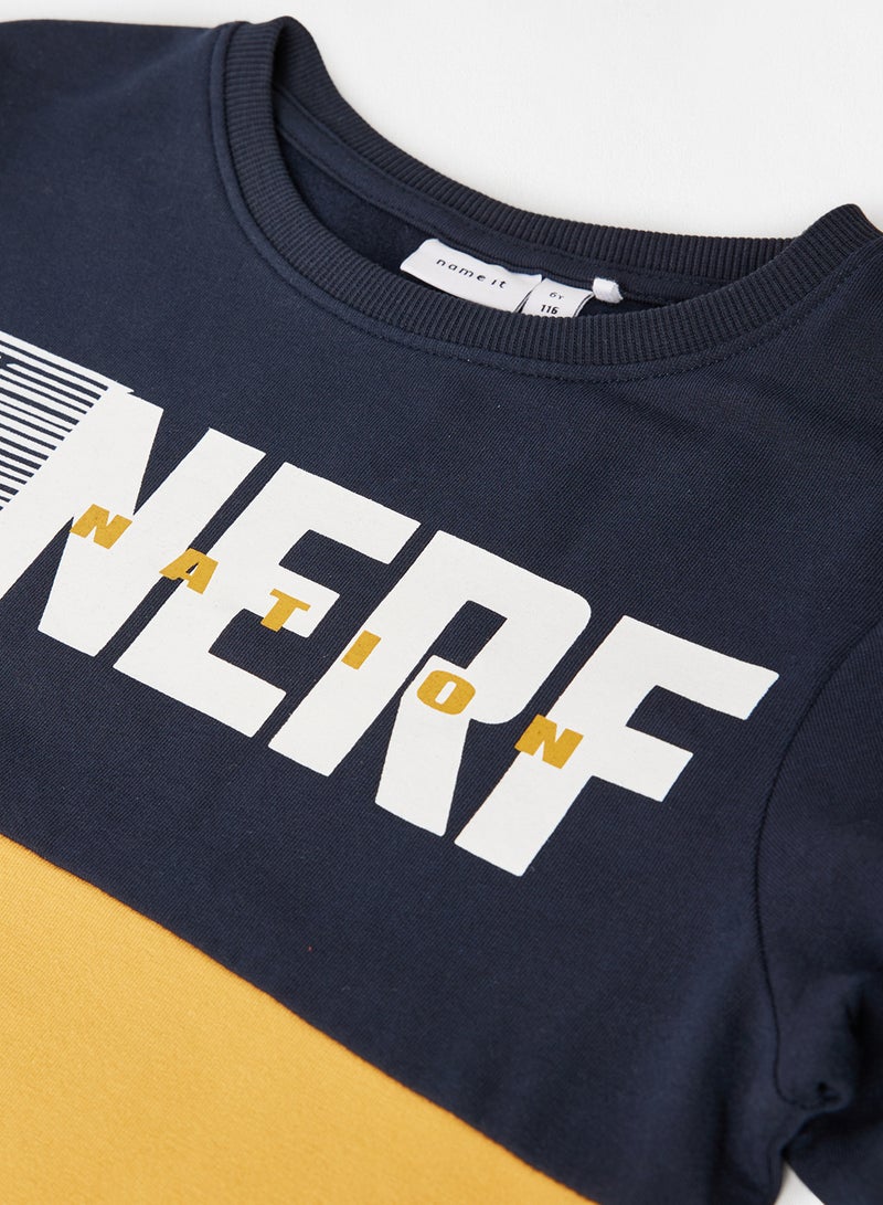 NAME IT Boys Colourblock Long Sleeve Sweatshirt Navy  - Image 3