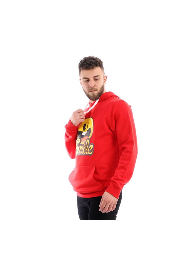 NAS Trends Casual Printed Hooded Neck Hoodie Red  - Image 3