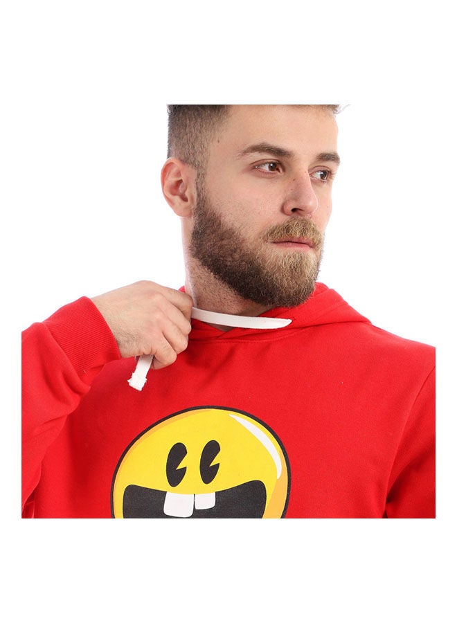 NAS Trends Casual Printed Hooded Neck Hoodie Red  - Image 4