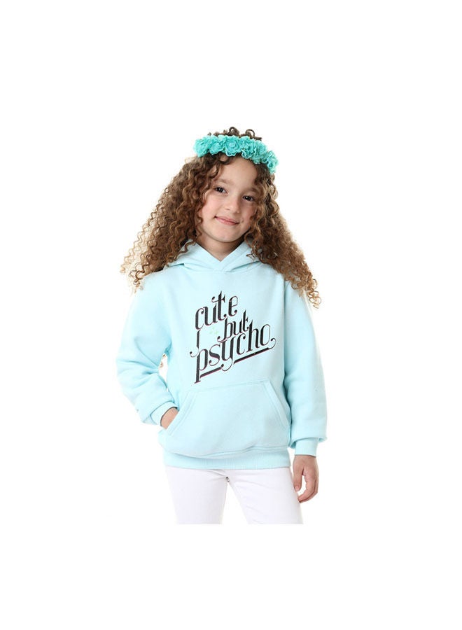 NAS Trends Casual Printed Hooded Neck Hoodie Light Blue 