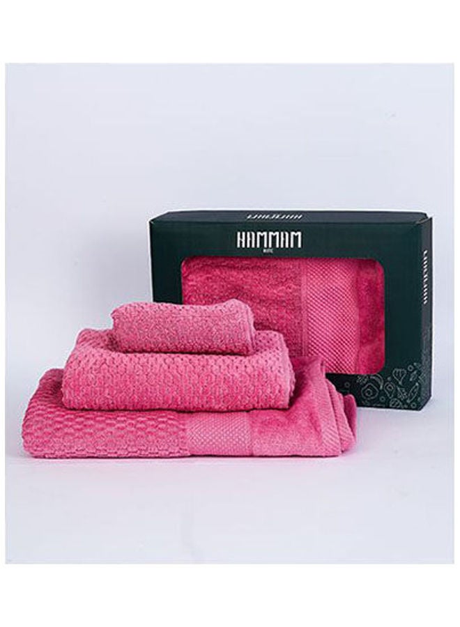HAMMAM Luxury Jacquard Towel Set Pink 100x50cm  - Image 2