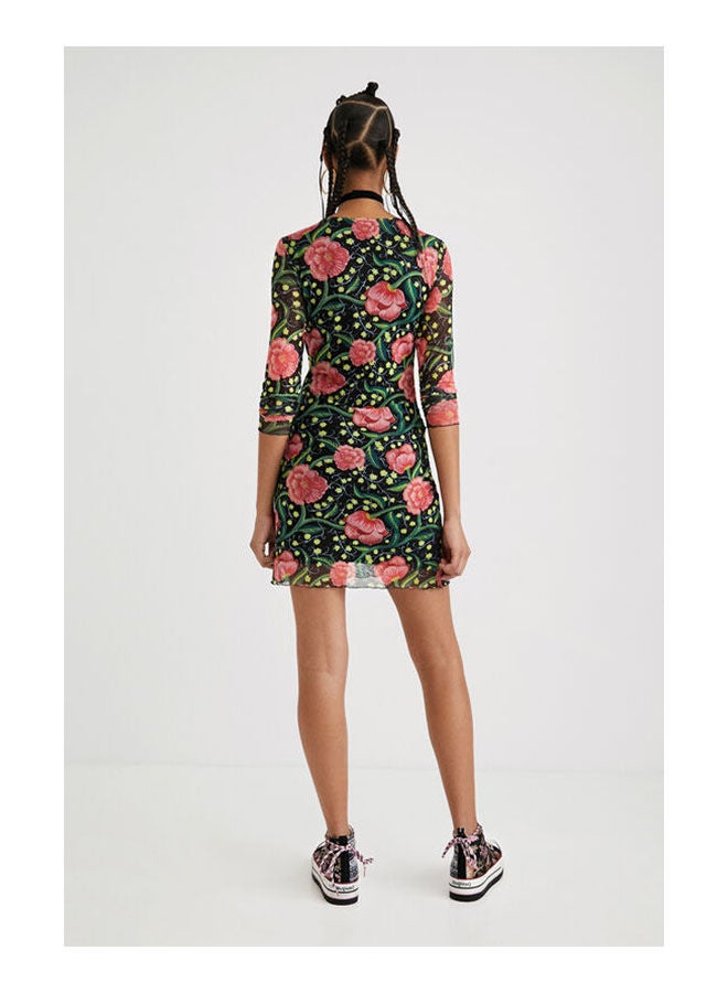 DESIGUAL Casual Floral Round Neck Dresses Multicolour - Image 4