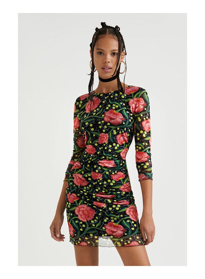 DESIGUAL Casual Floral Round Neck Dresses Multicolour - Image 1