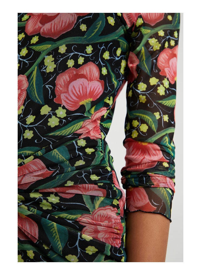 DESIGUAL Casual Floral Round Neck Dresses Multicolour - Image 5