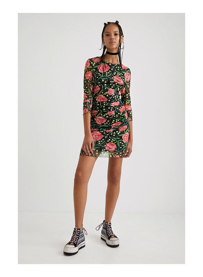 DESIGUAL Casual Floral Round Neck Dresses Multicolour - Image 2