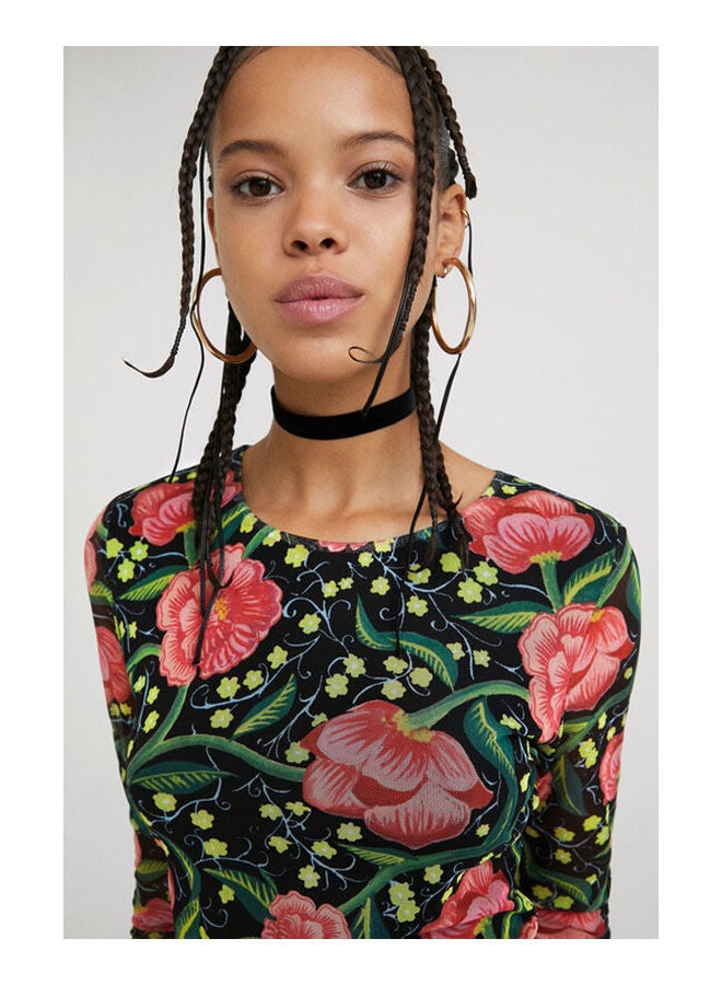 DESIGUAL Casual Floral Round Neck Dresses Multicolour - Image 3