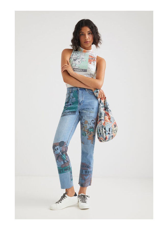 DESIGUAL Casual Printed Sleeveless High Neck T_Shirt White - Image 2