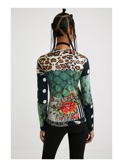 DESIGUAL Casual Printed Long Sleeve Round Neck T_Shirt Tutti  - Image 4