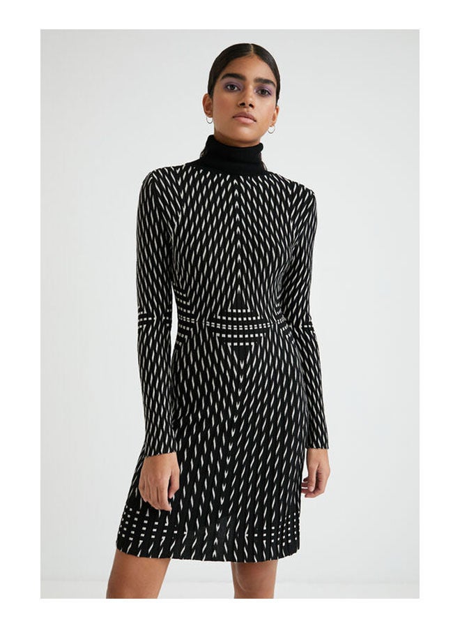 DESIGUAL Casual Stripes High Neck Dresses Black  - Image 1