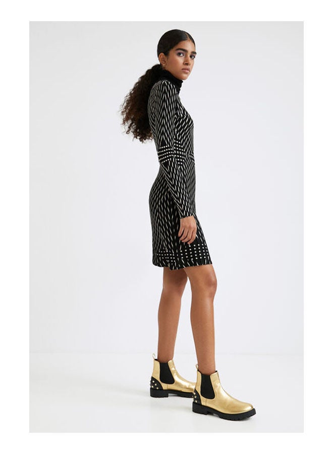 DESIGUAL Casual Stripes High Neck Dresses Black  - Image 2
