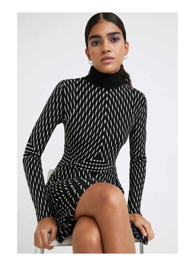 DESIGUAL Casual Stripes High Neck Dresses Black  - Image 3