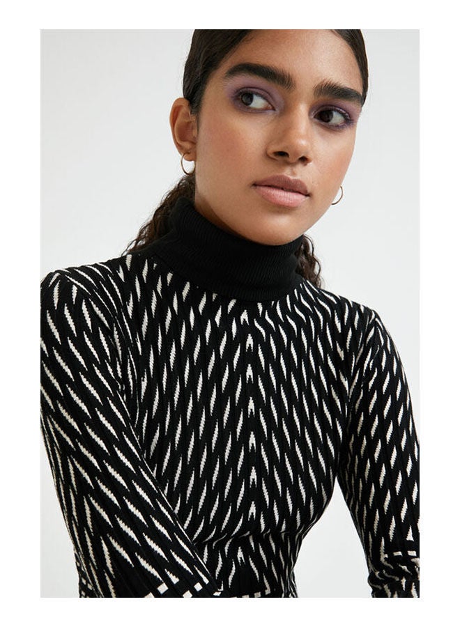 DESIGUAL Casual Stripes High Neck Dresses Black  - Image 4