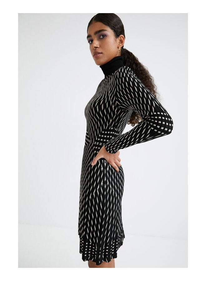 DESIGUAL Casual Stripes High Neck Dresses Black  - Image 5