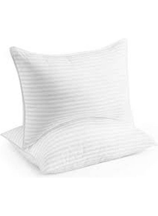 Lantique - High Quality Cotton Stripe Pillowcase Set 2 Pcs Cotton White 50×70cm - Image 1