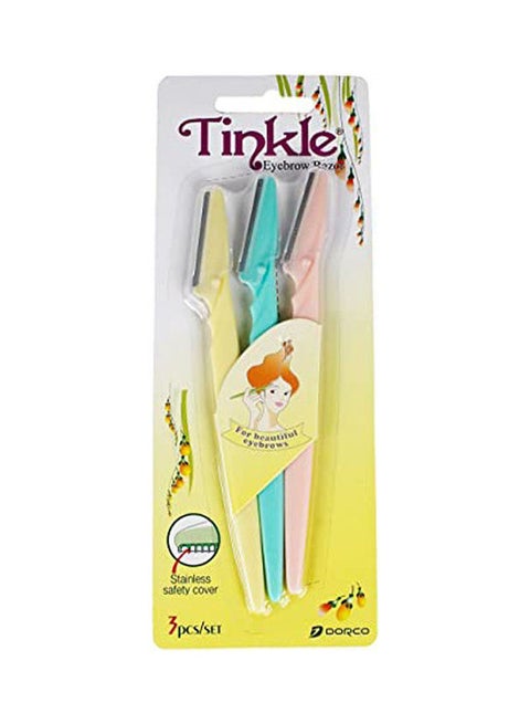 مجموعة ماكينات حلاقة لإزالة شعر الوجه ومنطقة البكيني وتحديد الحواجب مكونة من 3 قطع متعدد الألوان 23جرام