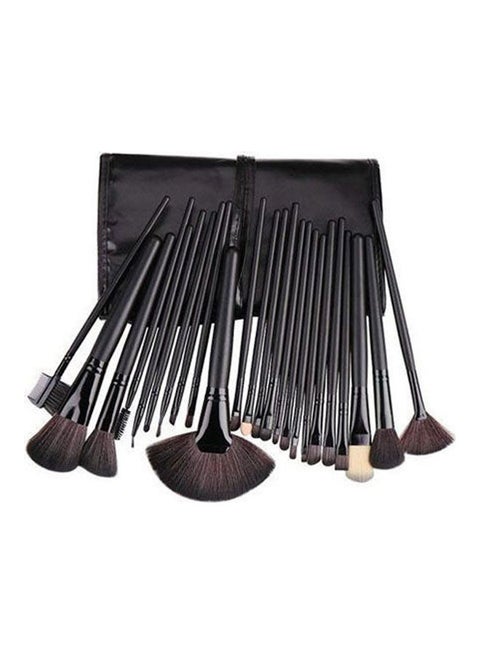 Make Up Brush Set With Pu Bag - 24 Pcs black