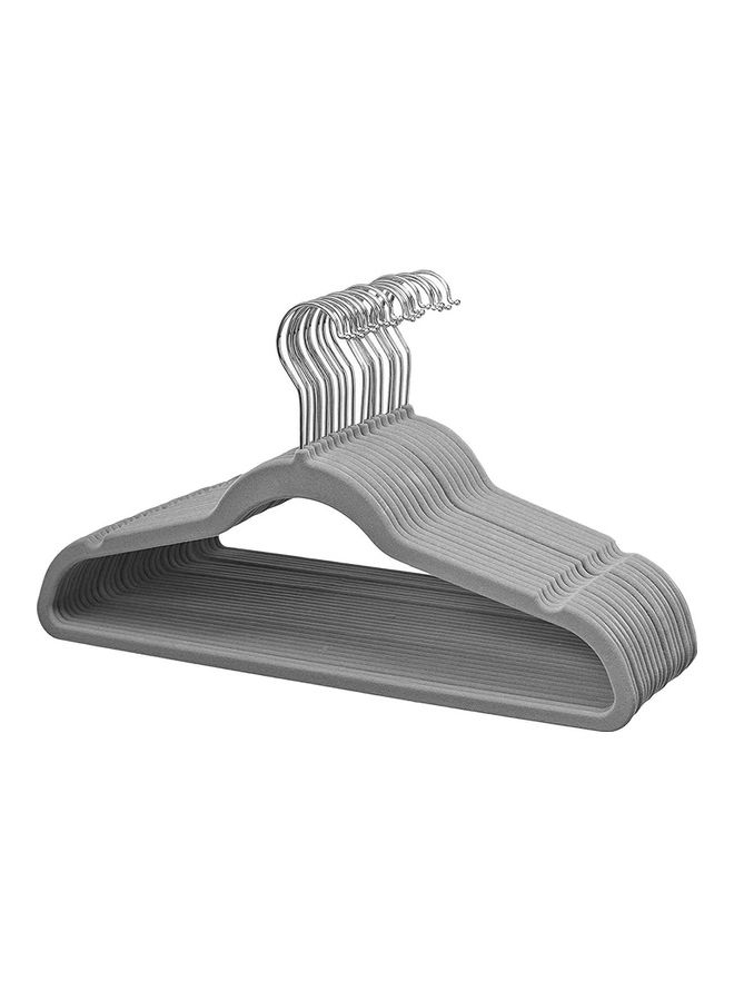Feelings 48-Piece Slim Profile Heavy Duty Felt Hangers With Stainless Steel Swivel Hooks Grey/Silver 45x23cm