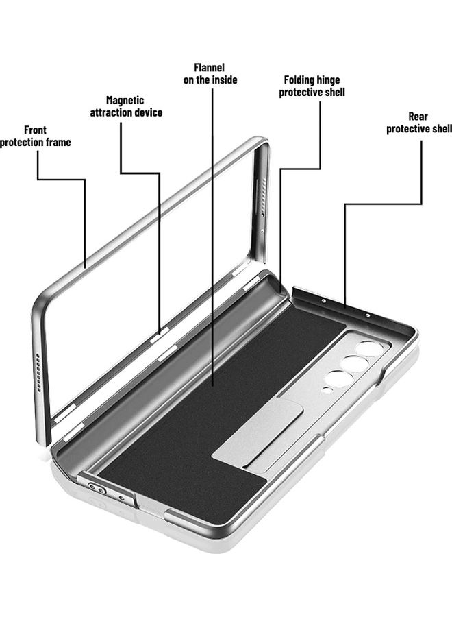 Rock Pow Kickstand Magnetic Phone Case For Samsung Galaxy Z Fold 3 5G Silver  - Image 3