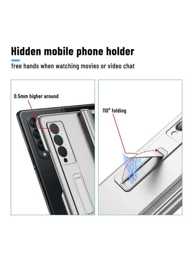 Rock Pow Kickstand Magnetic Phone Case For Samsung Galaxy Z Fold 3 5G Silver  - Image 5