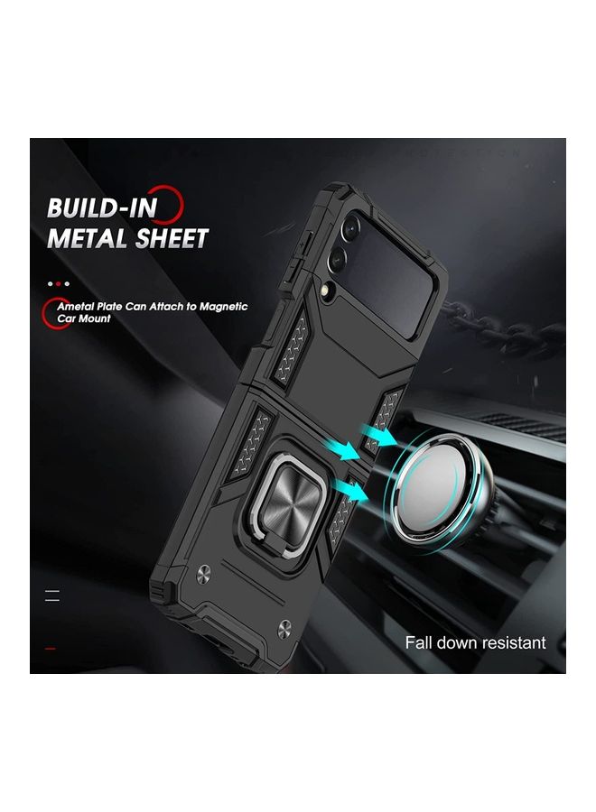Rock Pow Protective Hard Armour Phone Cover With Ring For Samsung Galaxy Z Flip 3 5G Black  - Image 3
