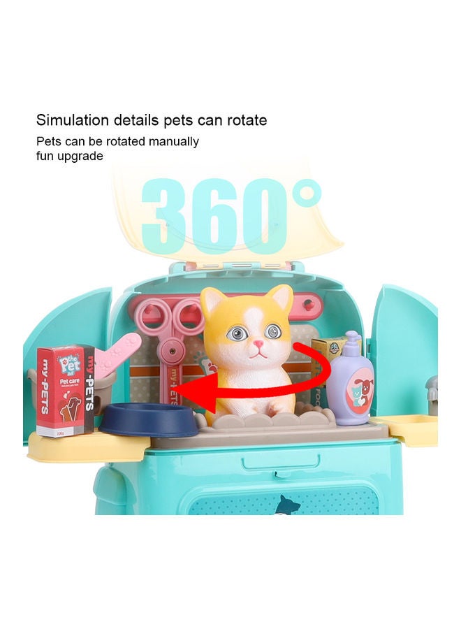 AMERTEER Pet Cat Playset, Cat Toddler Toy Veterinary Kit Set Cat Grooming Pretend Play Vet, Carrier Backpack Toy  - Image 3