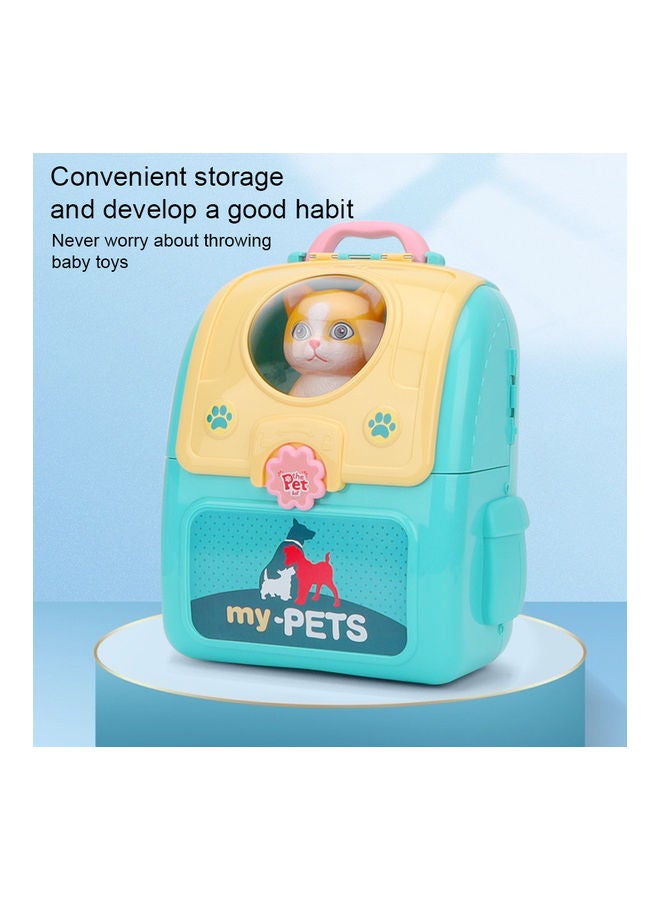 AMERTEER Pet Cat Playset, Cat Toddler Toy Veterinary Kit Set Cat Grooming Pretend Play Vet, Carrier Backpack Toy  - Image 4