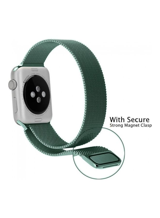 MARGOUN - Stainless Steel Milanese Loop Mesh Band for Apple Watch 7/6/SE/5/4/3/2/1 42mm/44mm/45mm Pine Green - Image 1