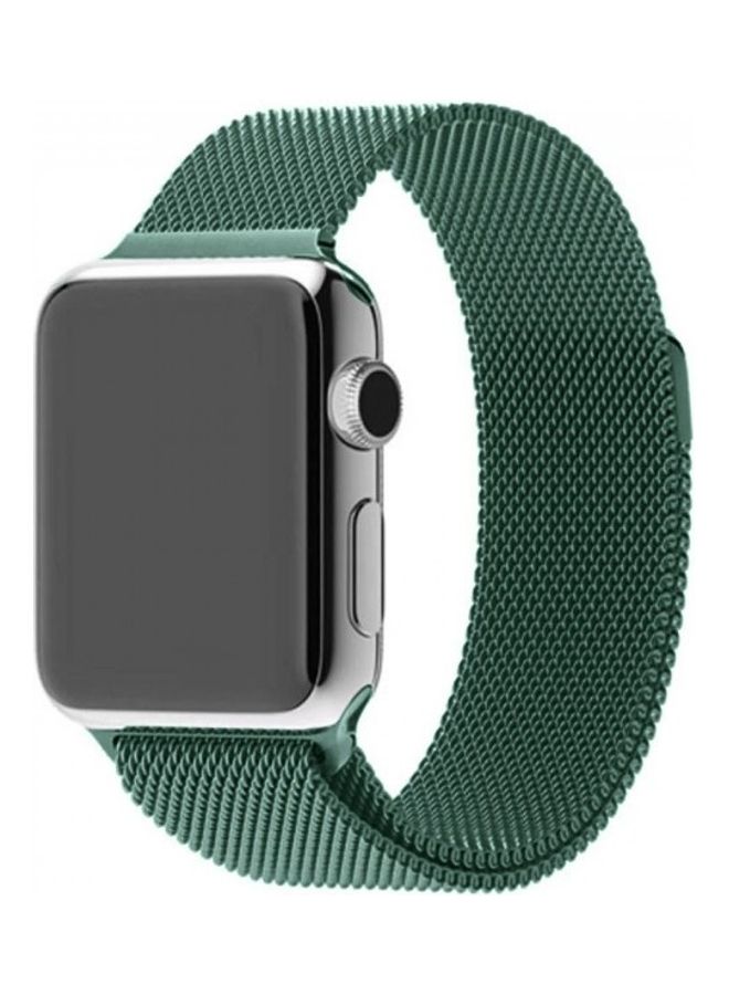 MARGOUN - Stainless Steel Milanese Loop Mesh Band for Apple Watch 7/6/SE/5/4/3/2/1 42mm/44mm/45mm Pine Green - Image 1