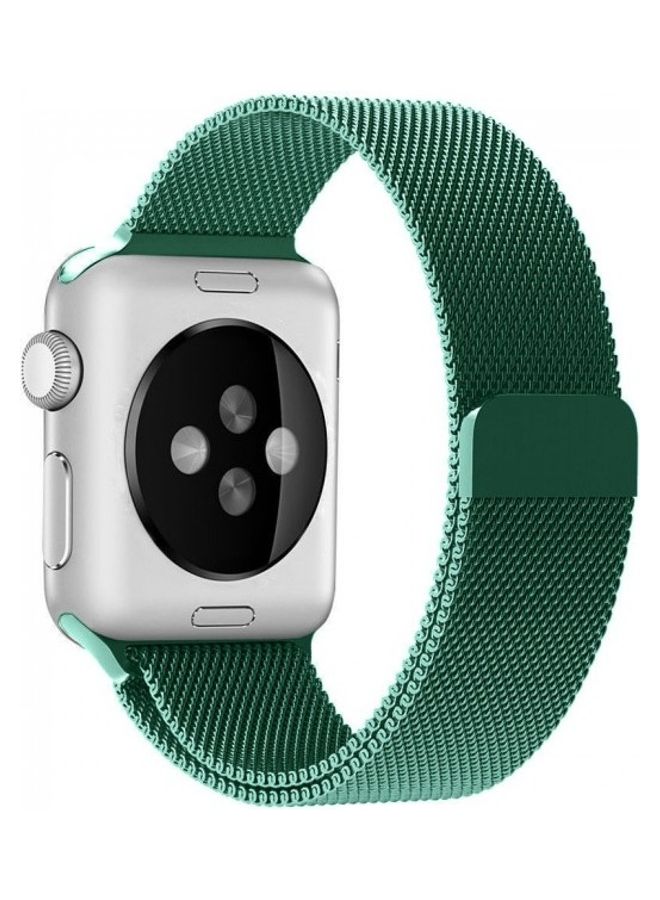 MARGOUN - Stainless Steel Milanese Loop Mesh Band for Apple Watch 7/6/SE/5/4/3/2/1 42mm/44mm/45mm Pine Green - Image 1