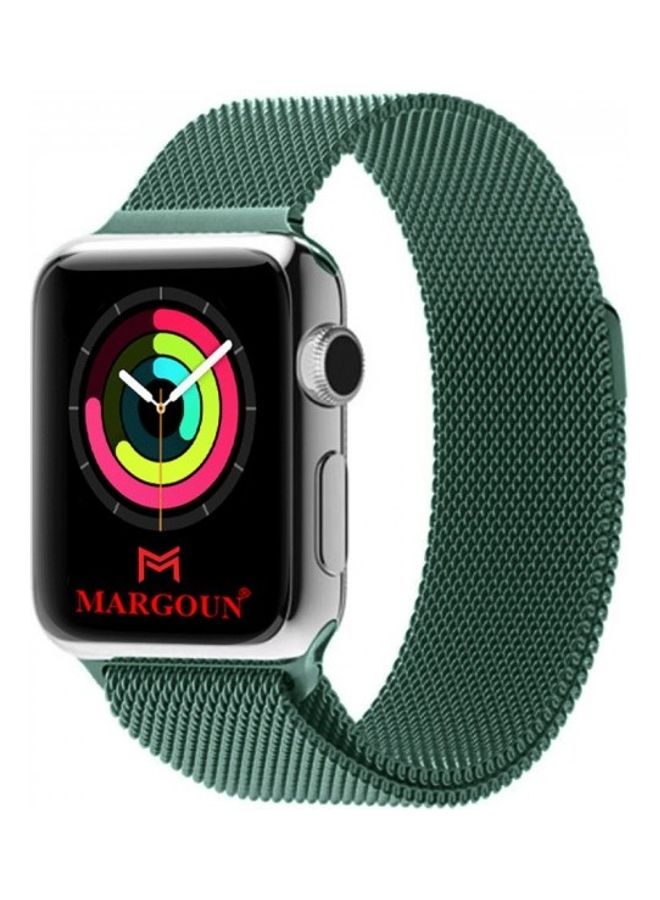 MARGOUN - Stainless Steel Milanese Loop Mesh Band for Apple Watch 7/6/SE/5/4/3/2/1 42mm/44mm/45mm Pine Green - Image 1
