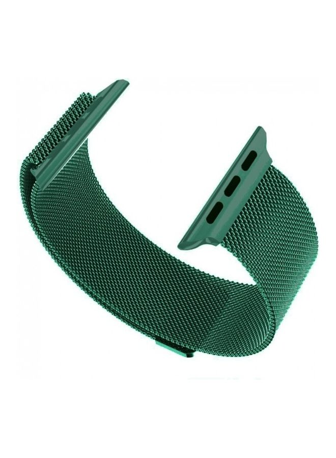 MARGOUN - Stainless Steel Milanese Loop Mesh Band for Apple Watch 7/6/SE/5/4/3/2/1 42mm/44mm/45mm Pine Green - Image 1