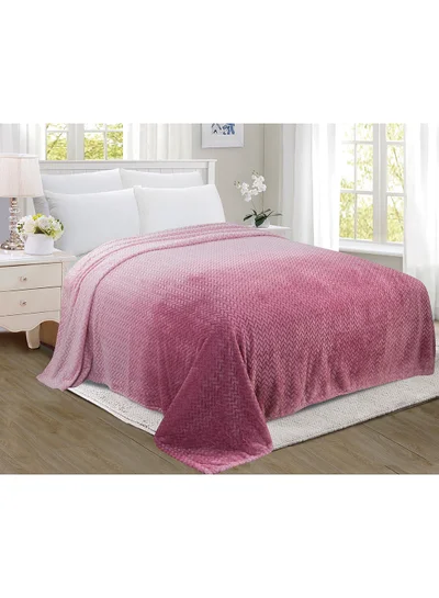 Noon East Lightweight Summer Blanket King Size 280 GSM Jacquard Extra Soft Fleece All Season Blanket Bed And Sofa Throw Pink 200 x 220cm