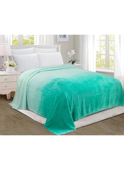 Noon East Lightweight Summer Blanket King Size 280 GSM Jacquard Extra Soft Fleece All Season Blanket Bed And Sofa Throw  200 X 220 Cms Green Green 200 x 220cm
