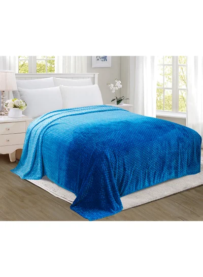 Noon East Lightweight Summer Blanket King Size 280 GSM Jacquard Extra Soft Fleece All Season Blanket Bed And Sofa Throw  200 X 220 Cms Blue Blue 200 x 220cm