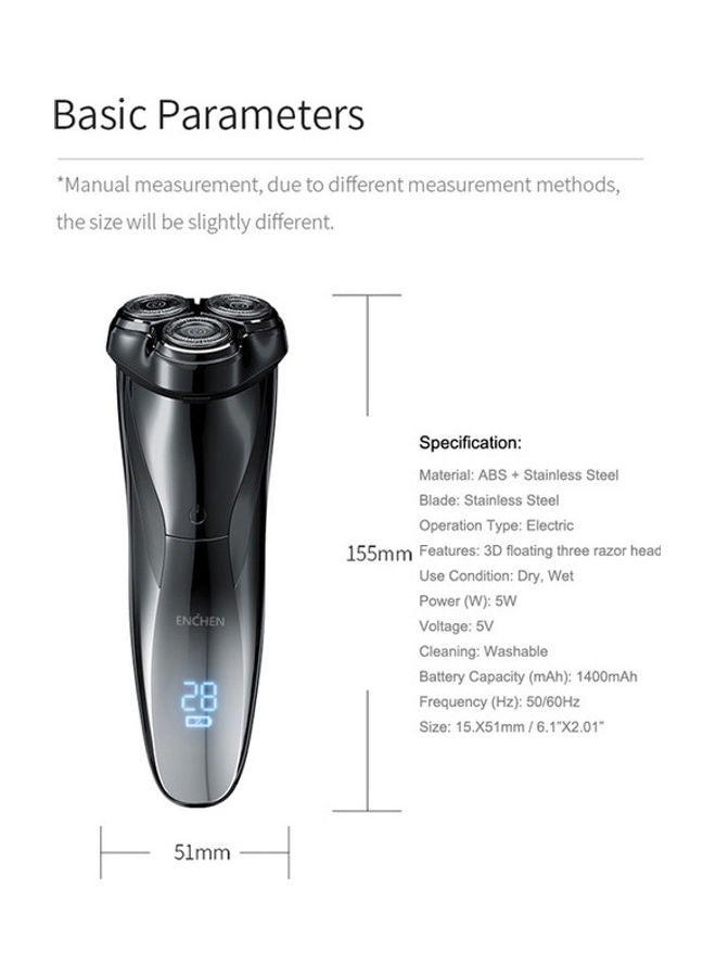 ENCHEN - 3D Floating Head USB Electric Shaver Black 15.5X5.1X5.1cm - Image 1
