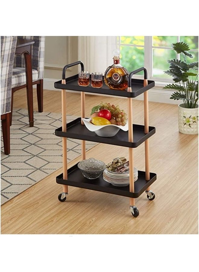 عربة تخزين من 3 مستويات أسود 50x34x84سم - Image 2