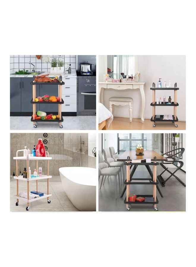 عربة تخزين من 3 مستويات أسود 50x34x84سم - Image 4