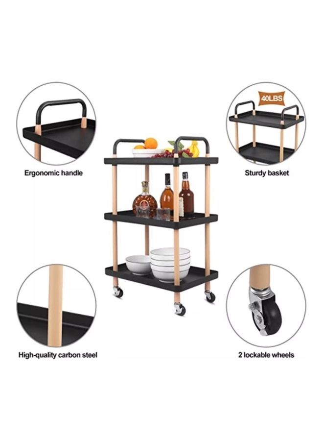 عربة تخزين من 3 مستويات أسود 50x34x84سم - Image 5