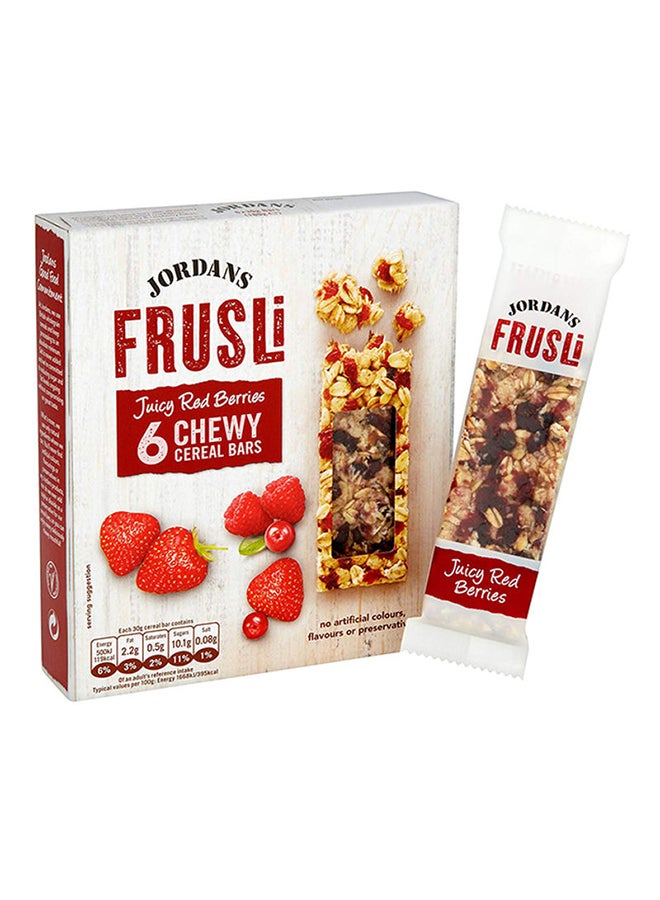 جودانز Frusli Juicy Red Berries Chewy Cereal Bar, 6 Piece 30grams Pack of 6  - Image 1