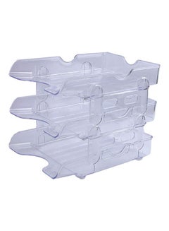 Plastic Desk Tray, With Risers - 3-Tier Clear - v1641205698/N52341887A_1