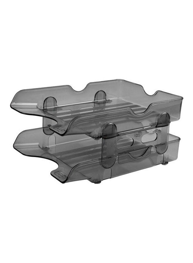 Digital Plastic Desk Tray With Risers Grey 