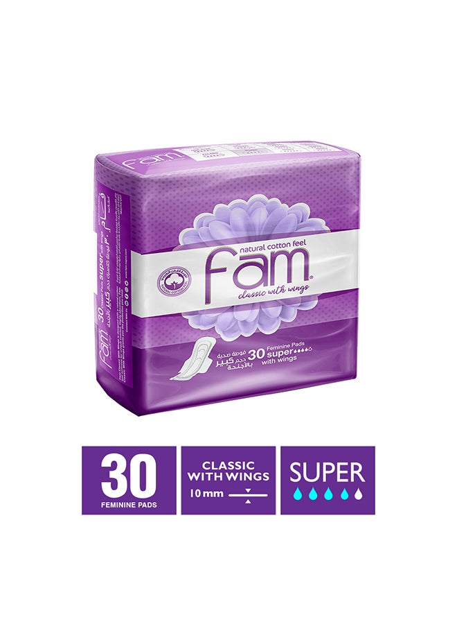 Protect Sanitary Pads Maxi Classic With Super Wings 30 Napkins