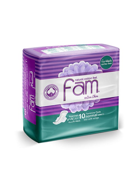 Feminine Napkins Extra Thin Normal With Wings 10 Pads White