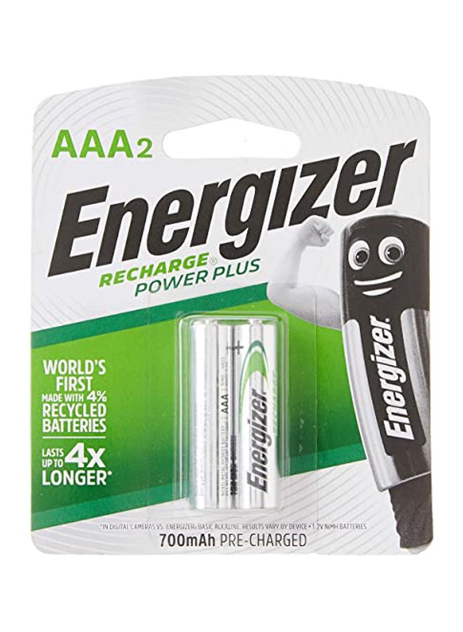 Energizer - Energizer Rechargeable batteries - AAA  Pack Of 2 Silver/Green - Image 1