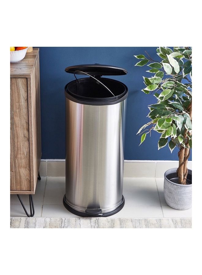 Home Box Tamara Stainless Steel Plain Pedal Bin with Plastic Bucket And Lid Silver/Black 30Liters - Image 1