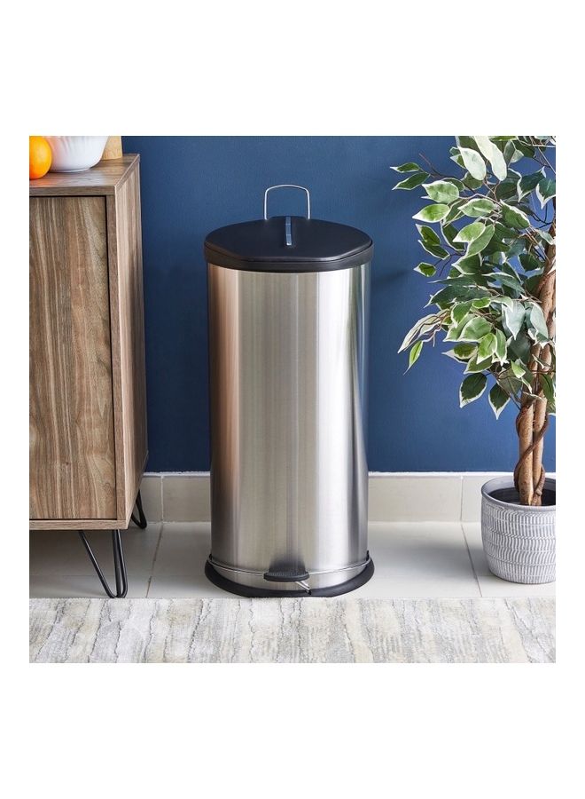 Home Box Tamara Stainless Steel Plain Pedal Bin with Plastic Bucket And Lid Silver/Black 30Liters - Image 2