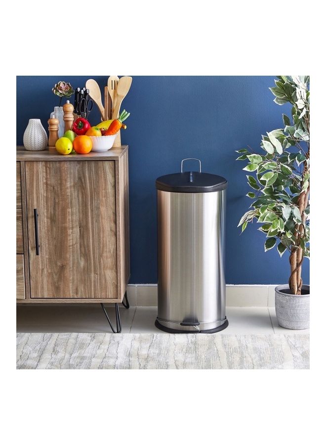 Home Box Tamara Stainless Steel Plain Pedal Bin with Plastic Bucket And Lid Silver/Black 30Liters - Image 4